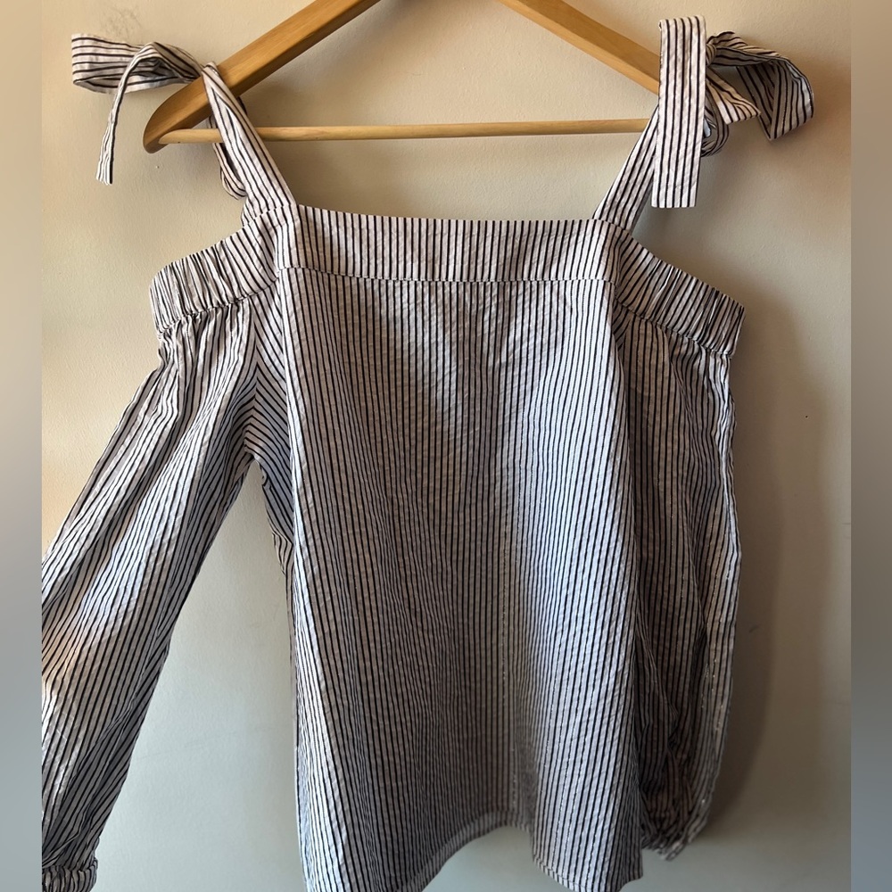 Michael Michael Kors Striped Off-Shoulder Top Tie Sleeves BNWT S